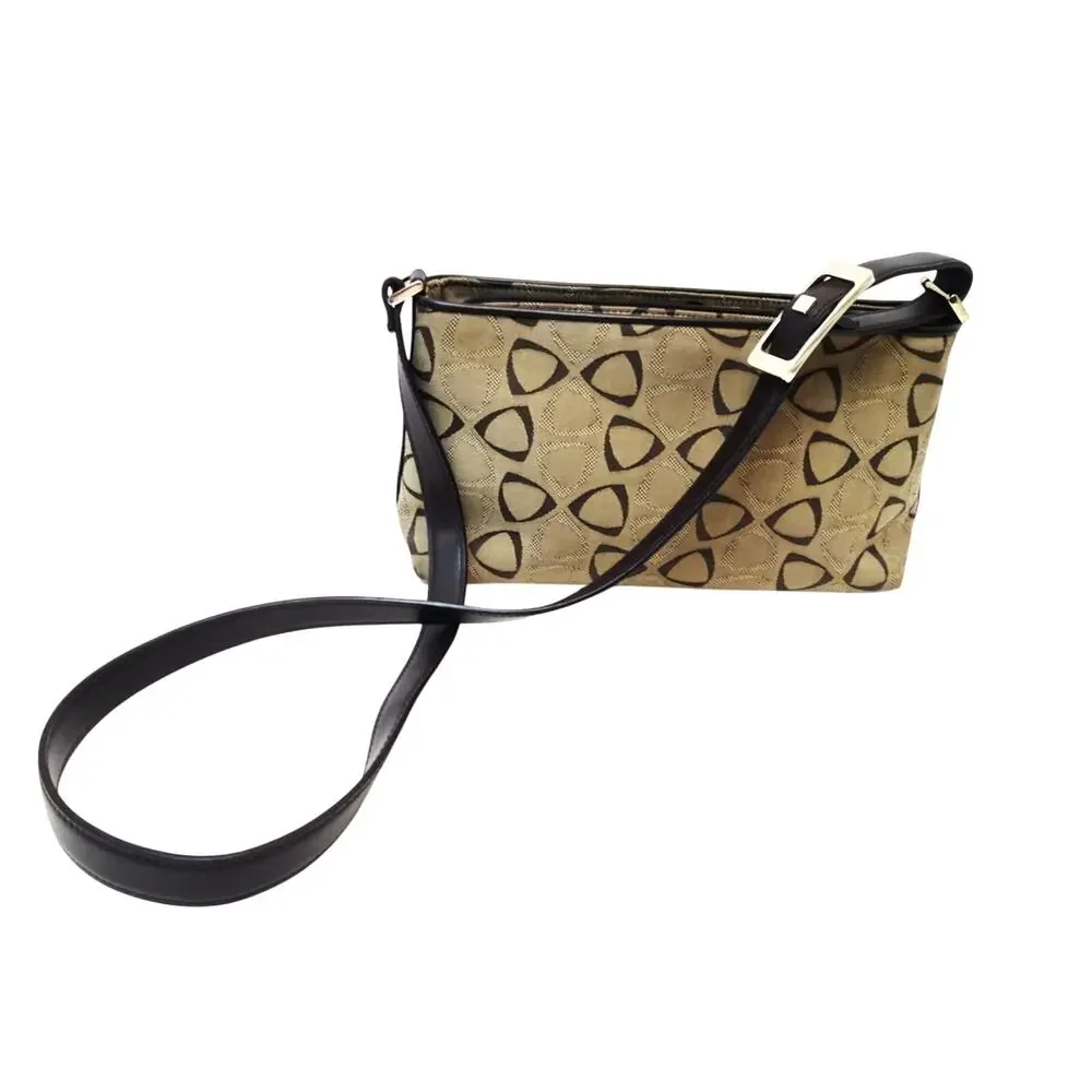 Liz Claiborne Geometric Shoulder Bag – Cotton/Poly Blend, PVC Trim